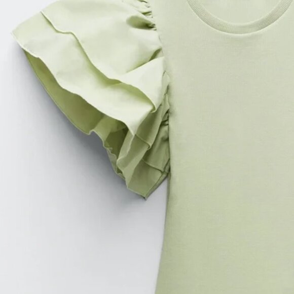 Zara Ribbed Ruffle Bodysuit  (NEW  WITH TAGS; NEVER WORN) - Picture 2 of 6